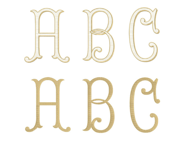 Bamboo Large Monogram Embroidery Font, Embroidery