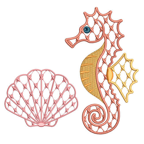 Chic Seahorse & Seashell for Embroidery