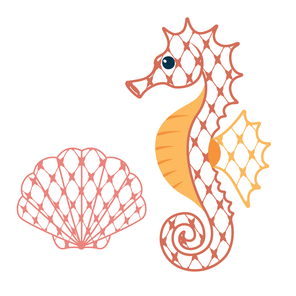 Chic Seahorse & Seashell for Print