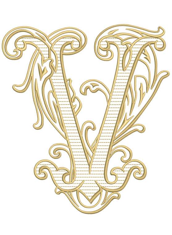 Interlocking L and V LV or VL Monogram. Embroidery Design for 